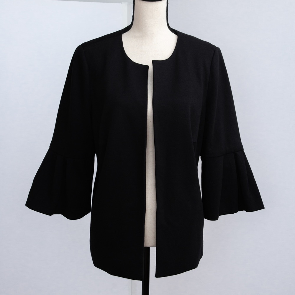Talbots bell sleeve open style jacket 3/4 sleeve black 12W